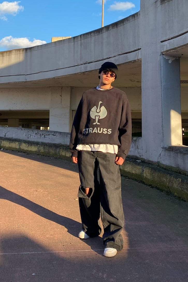 Cut Leg Extra Baggy Fit Antracite Jean