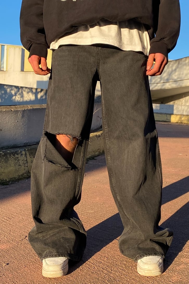 Cut Leg Extra Baggy Fit Antracite Jean