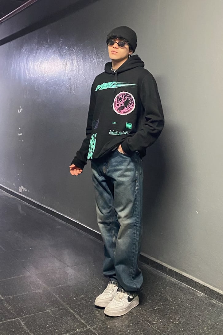 Cybernetic Oversize Printed Hoodie