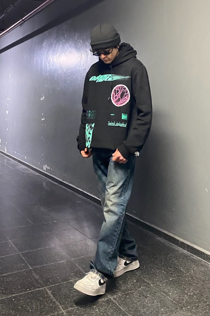 Cybernetic Oversize Printed Hoodie