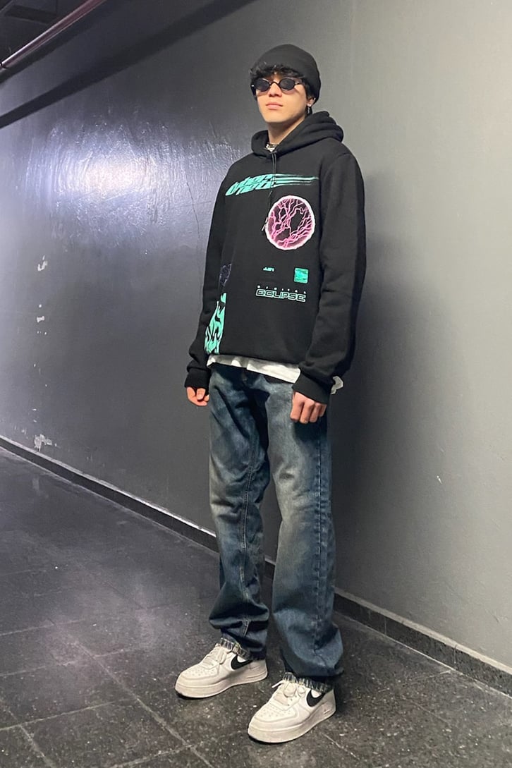 Cybernetic Oversize Printed Hoodie