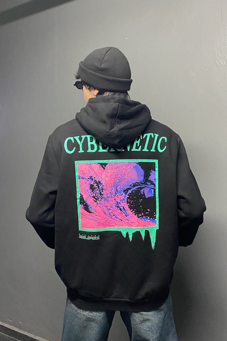 Cybernetic Oversize Printed Hoodie