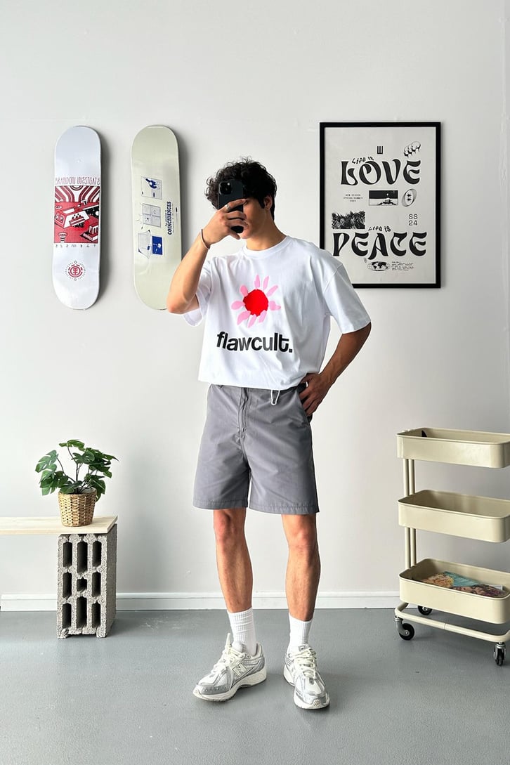 Daisy Baskılı Oversize Tişört