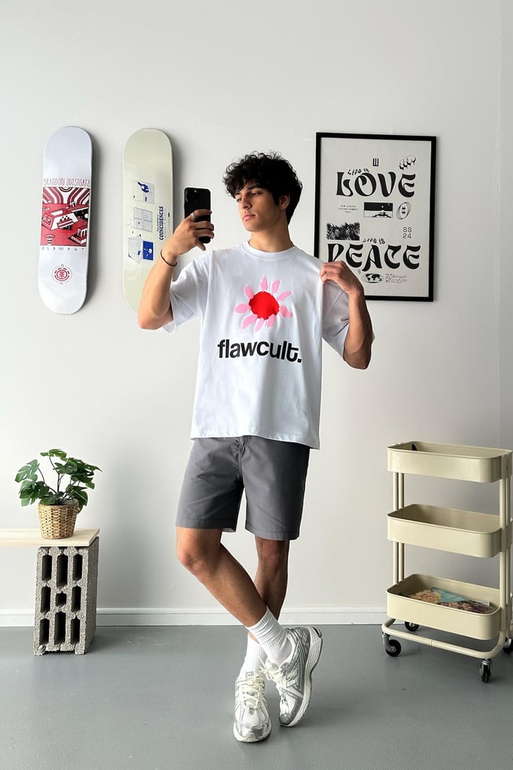 Daisy Baskılı Oversize Tişört
