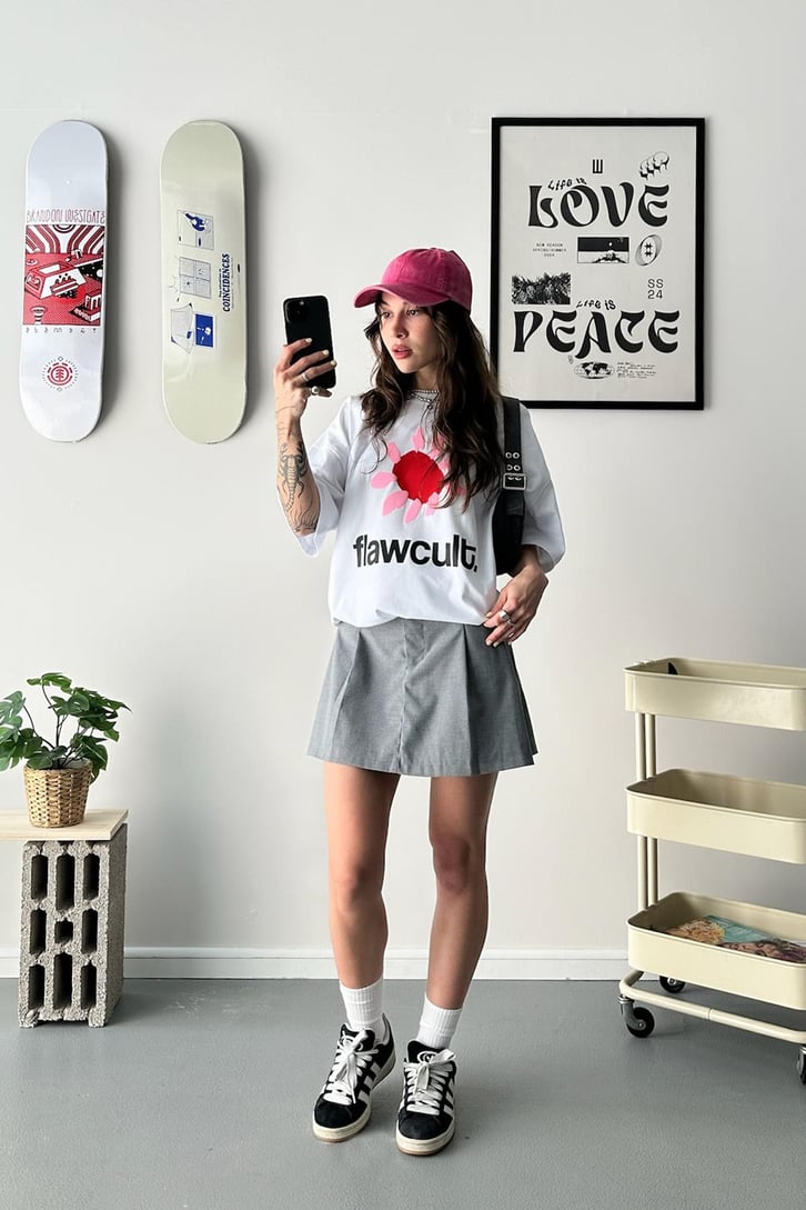 Daisy Baskılı Oversize Tişört