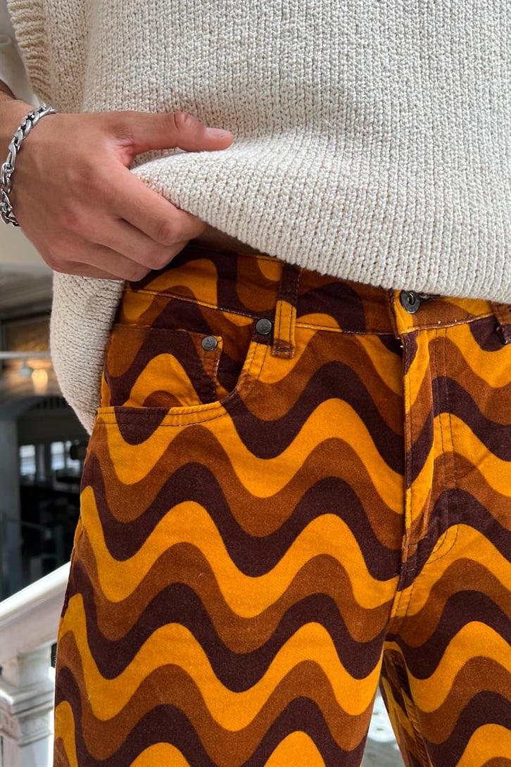 Dalga Desen Çok Renkli Baggy Jean
