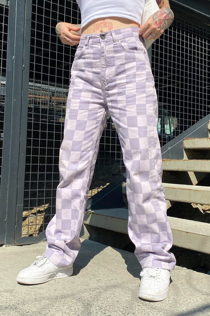 Dama Desen Lila Baggy Jean