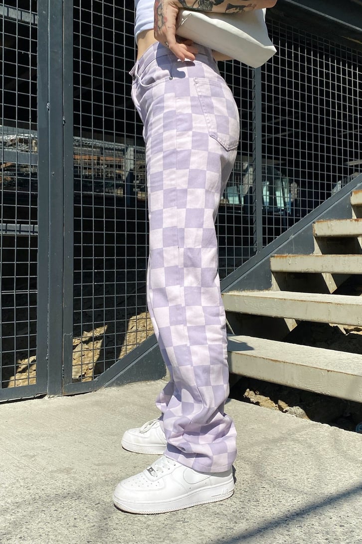 Dama Desen Lila Baggy Jean