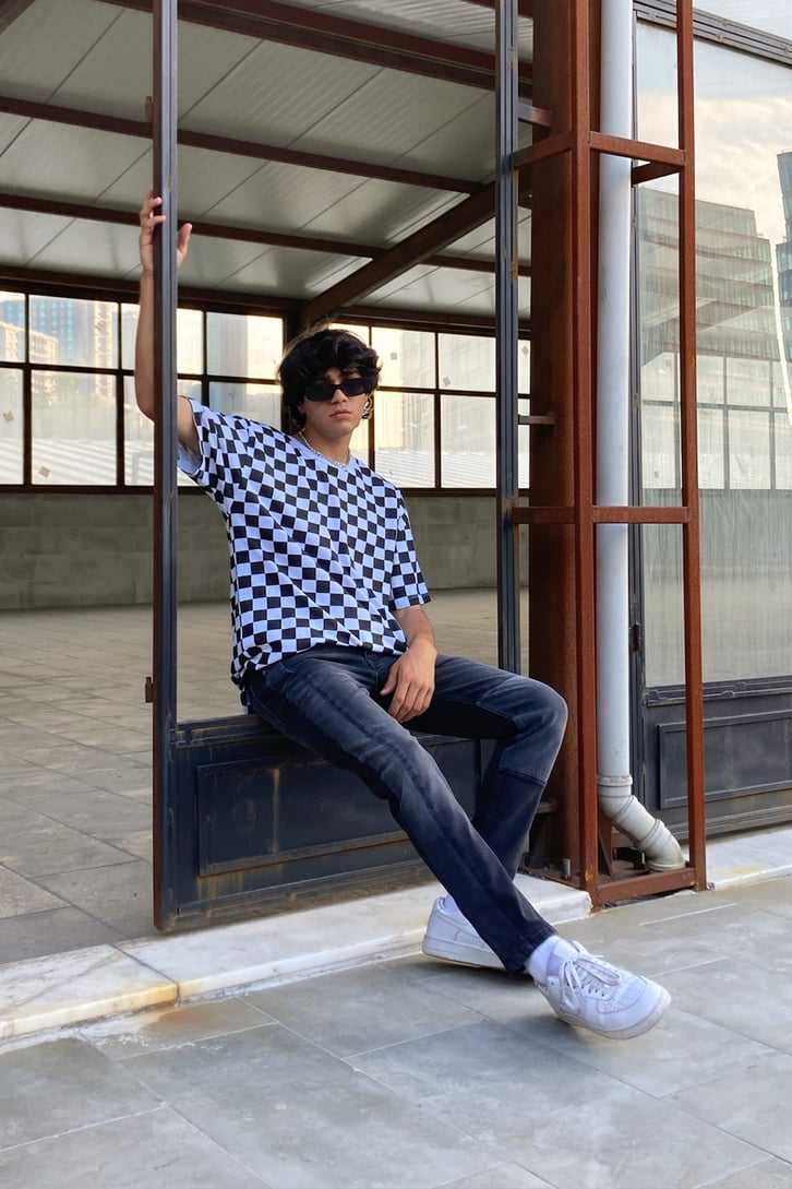 Dama Desen Oversize Tshirt