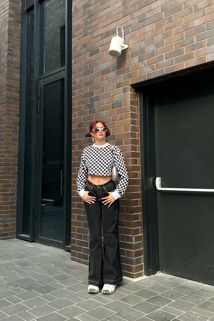 Dama Desenli Crop