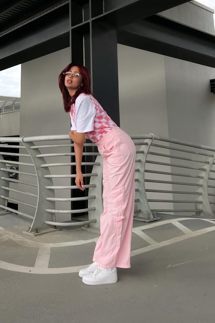 Dama Desenli Pembe Süveter