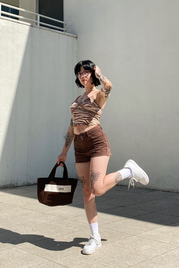 Dantel Detay Zebra Desen Crop