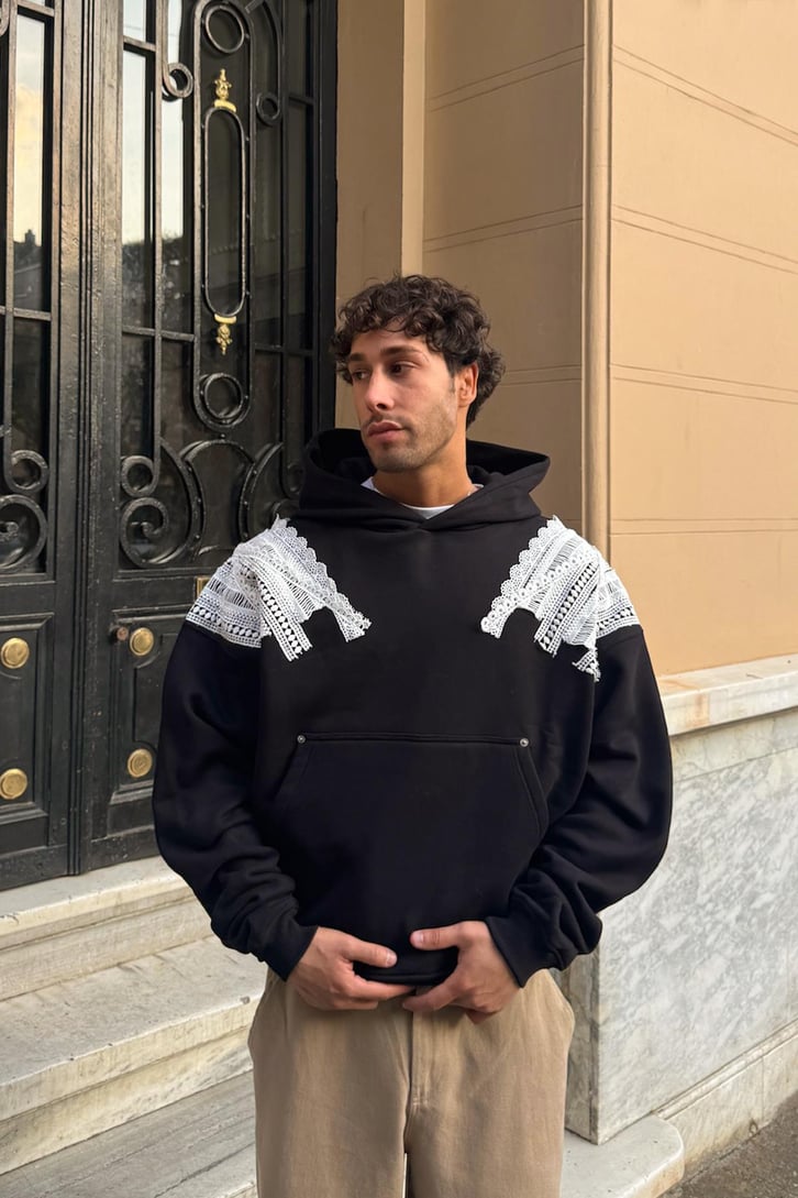 Dantel Nakışlı Hoodie