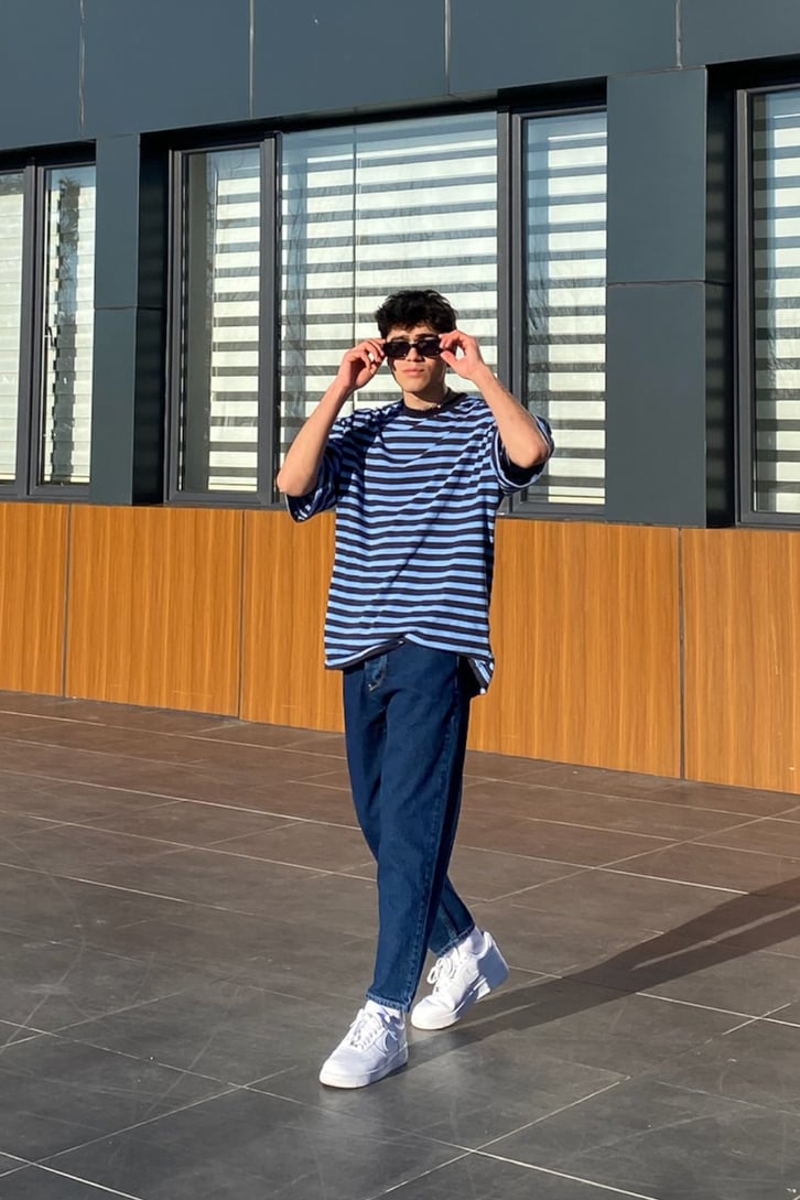 Dark Blue Basic Mom Fit Jean