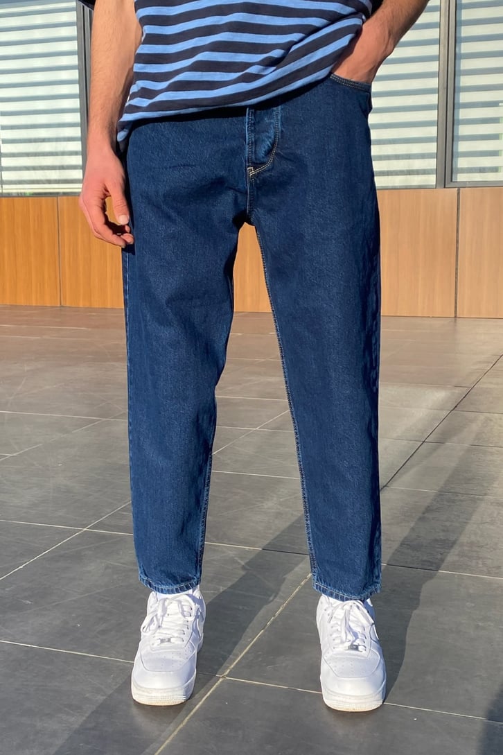 Dark Blue Basic Mom Fit Jean