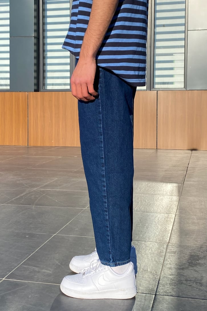 Dark Blue Basic Mom Fit Jean