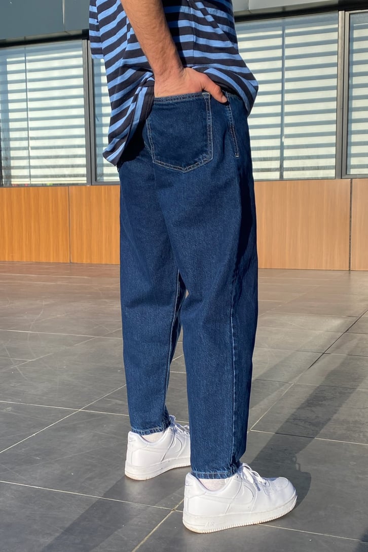 Dark Blue Basic Mom Fit Jean