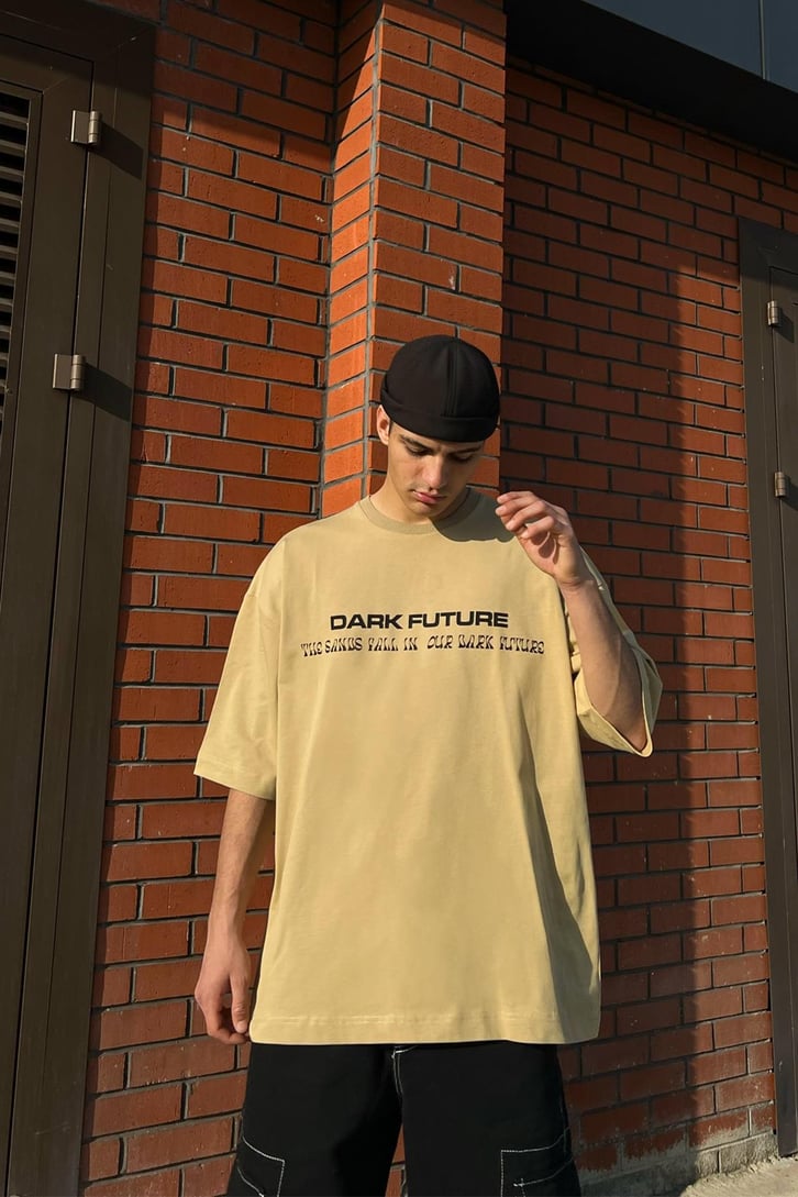 Dark Future Sırt Baskılı Oversize Tshirt