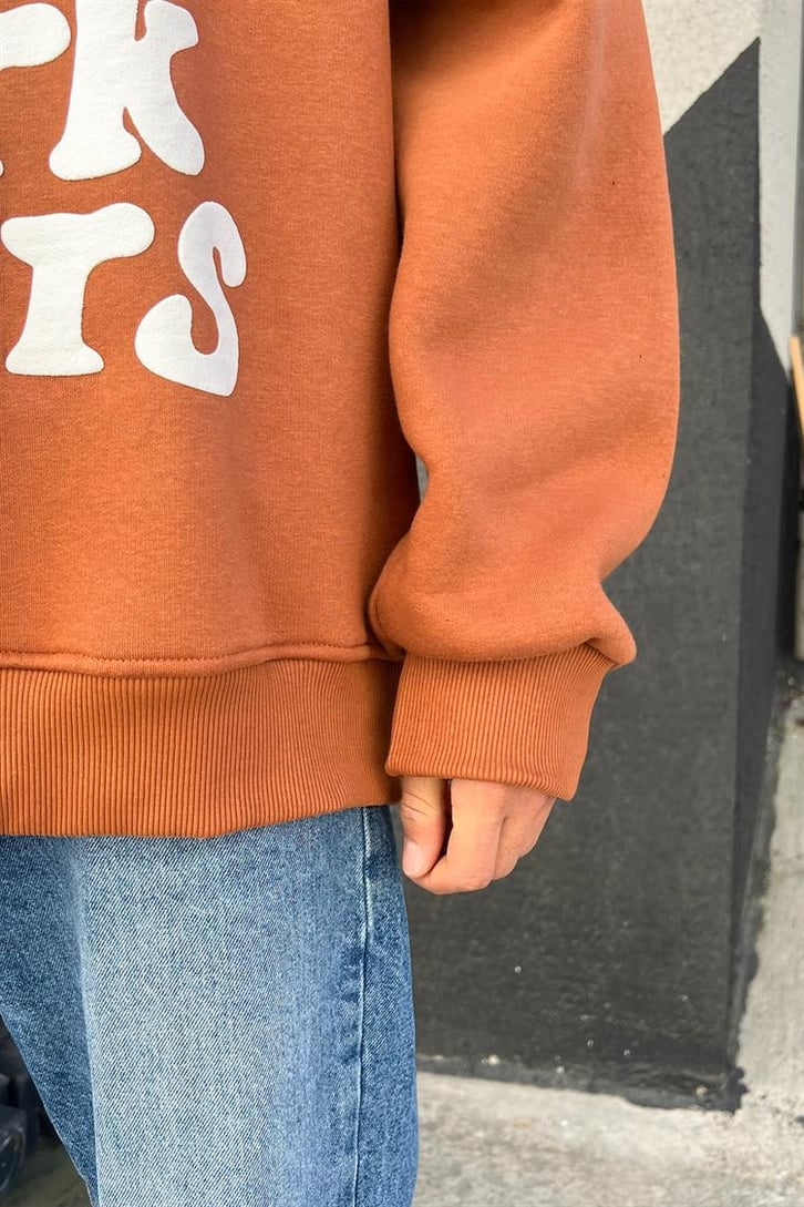 Dark Hours Baskılı Oversize Hoodie
