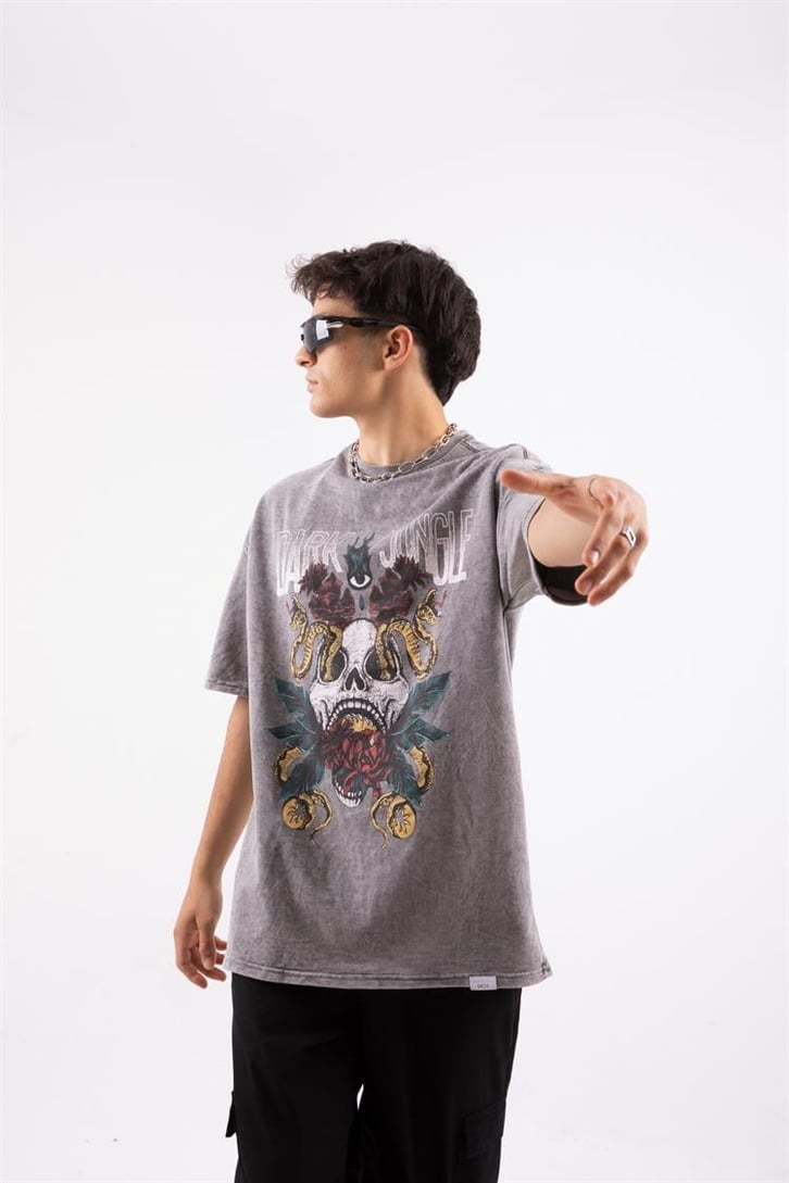 Dark Jungle Acid Wash Oversize Tshirt
