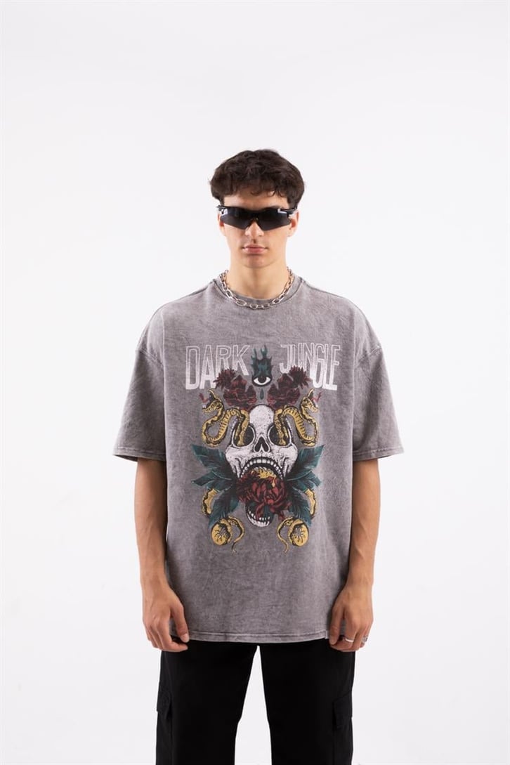 Dark Jungle Acid Wash Oversize Tshirt