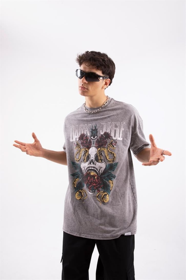 Dark Jungle Acid Wash Oversize Tshirt