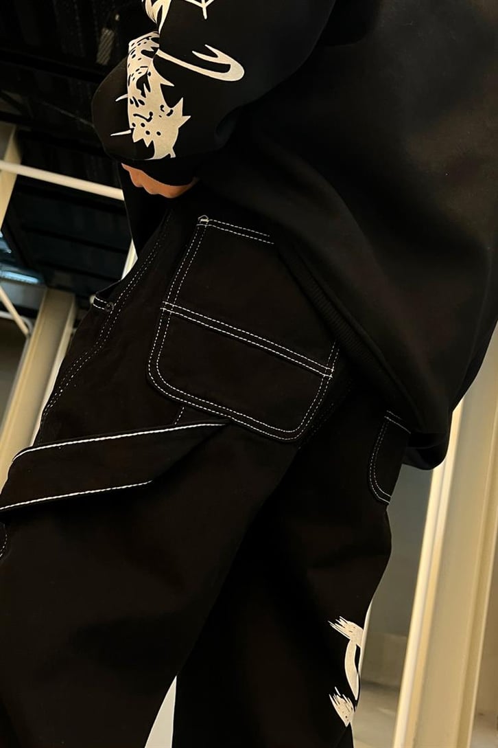 Darkstyle Baskılı Siyah Baggy Jean