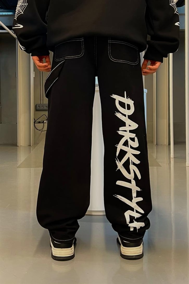 Darkstyle Baskılı Siyah Baggy Jean
