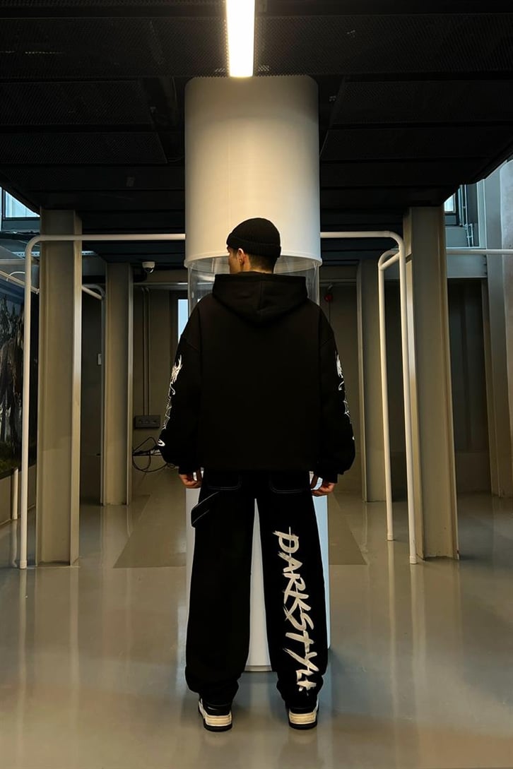 Darkstyle Baskılı Siyah Baggy Jean