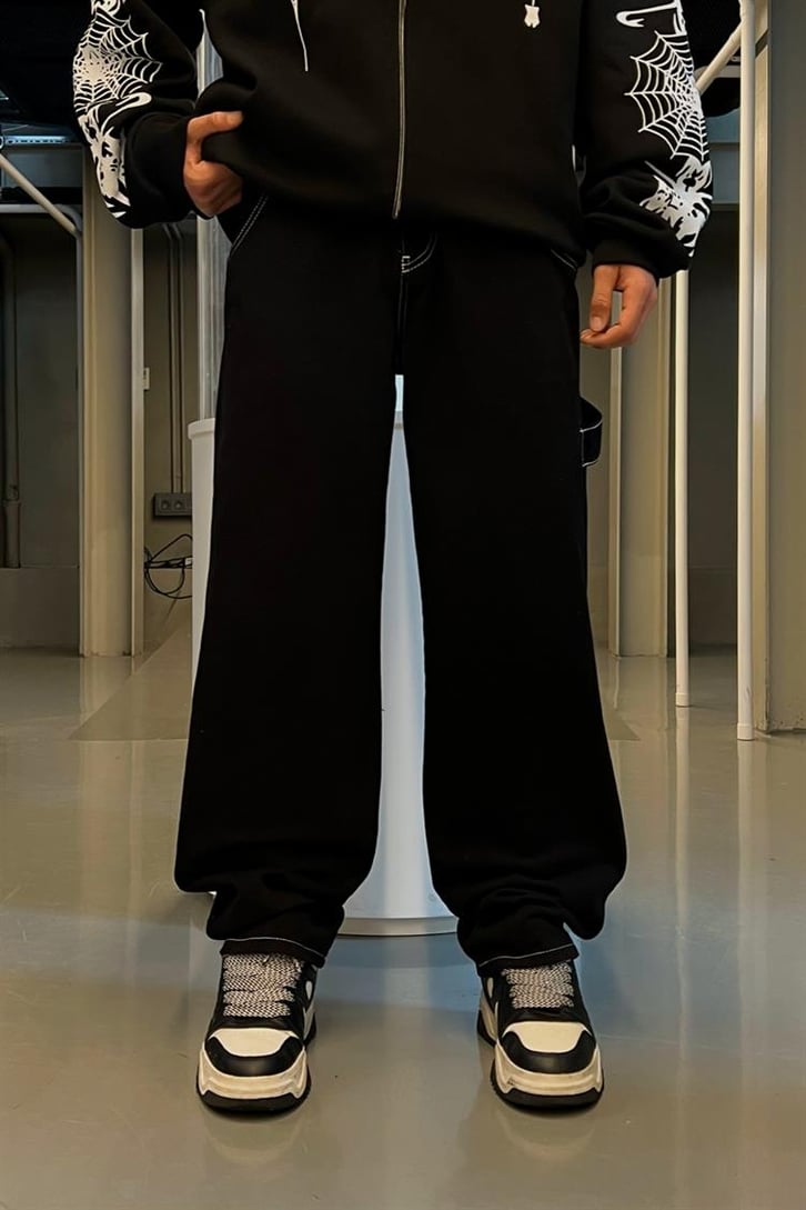 Darkstyle Baskılı Siyah Baggy Jean