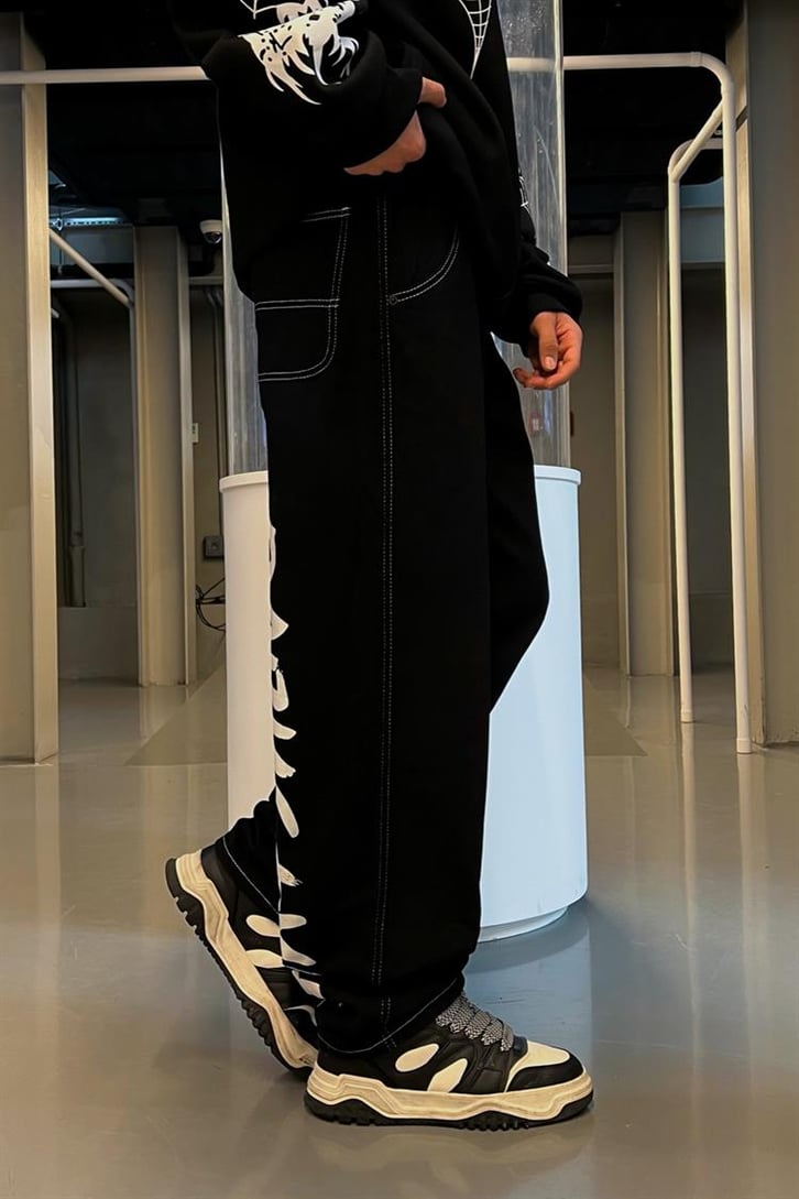 Darkstyle Baskılı Siyah Baggy Jean