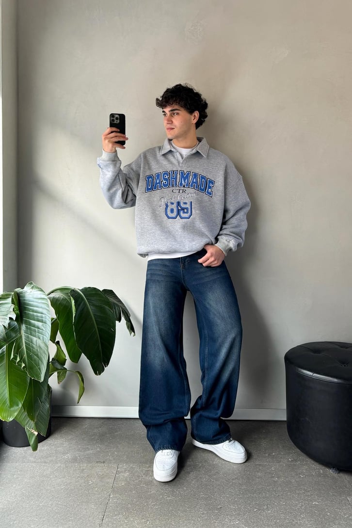 Dash Made Nakışlı Polo Yaka Sweatshirt