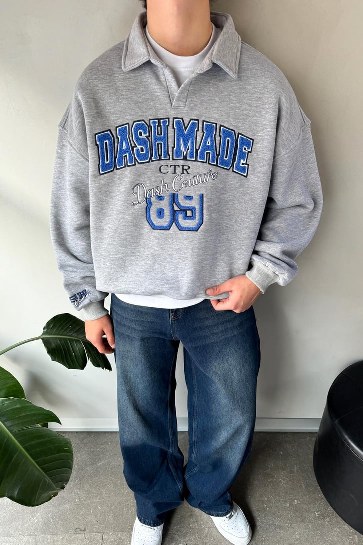 Dash Made Nakışlı Polo Yaka Sweatshirt