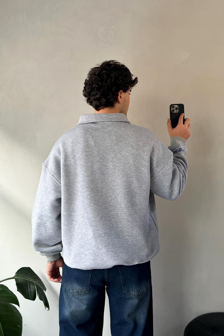 Dash Made Nakışlı Polo Yaka Sweatshirt