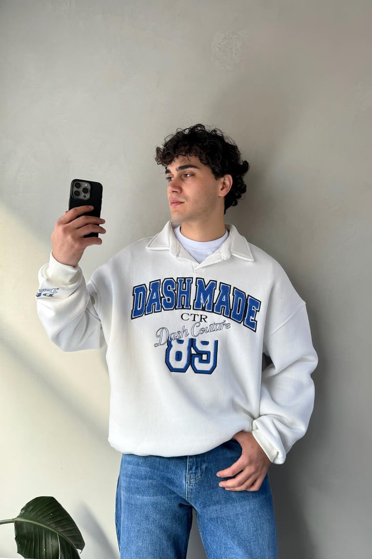 Dash Made Nakışlı Polo Yaka Sweatshirt