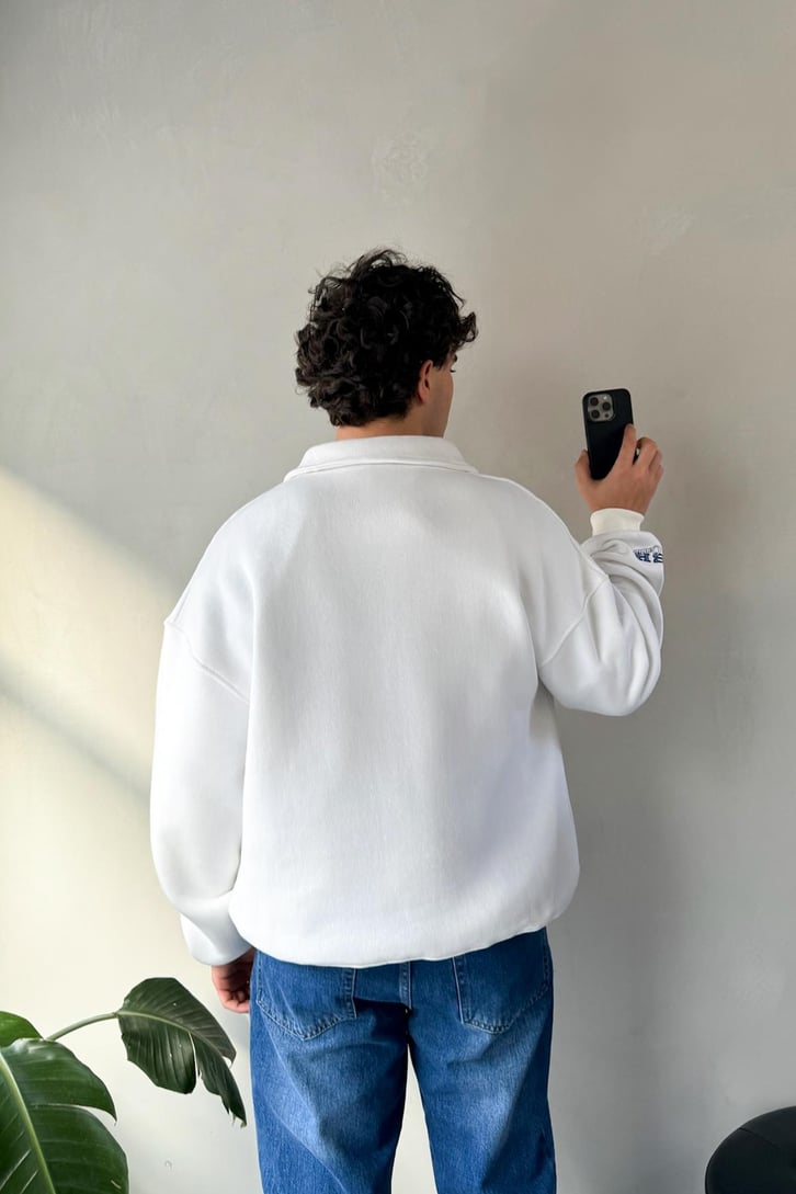 Dash Made Nakışlı Polo Yaka Sweatshirt