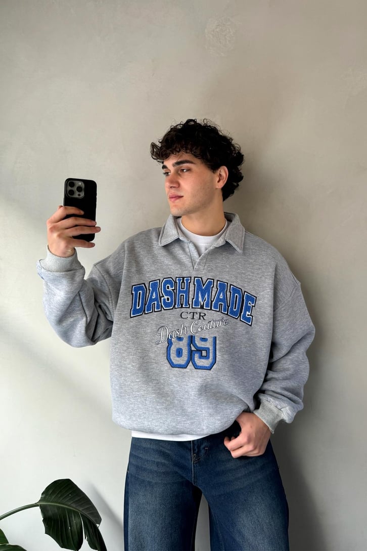 Dash Made Nakışlı Polo Yaka Sweatshirt