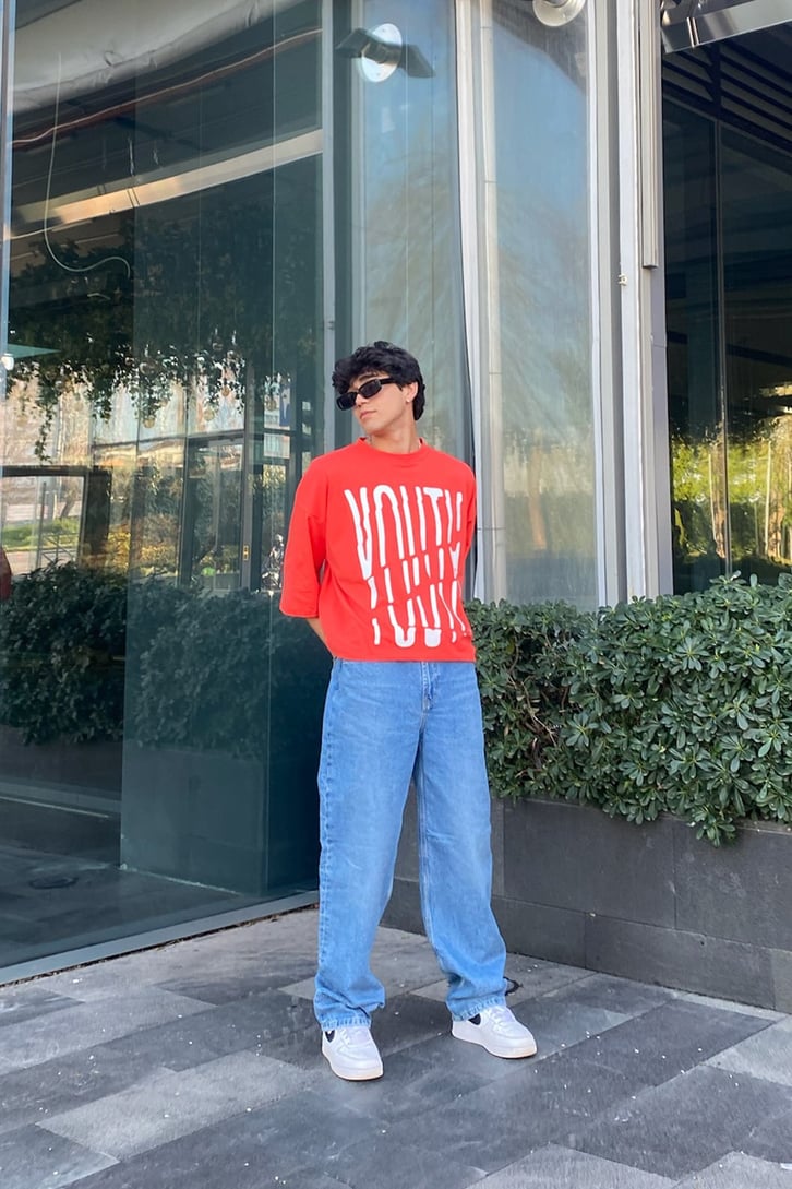 Dashed Youth Baskılı Oversize Tshirt