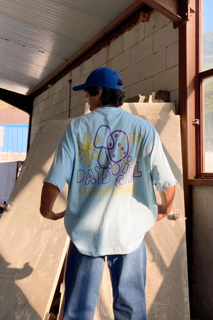 Dayscal Sırt Baskılı Bebe Mavisi Oversize Tshirt