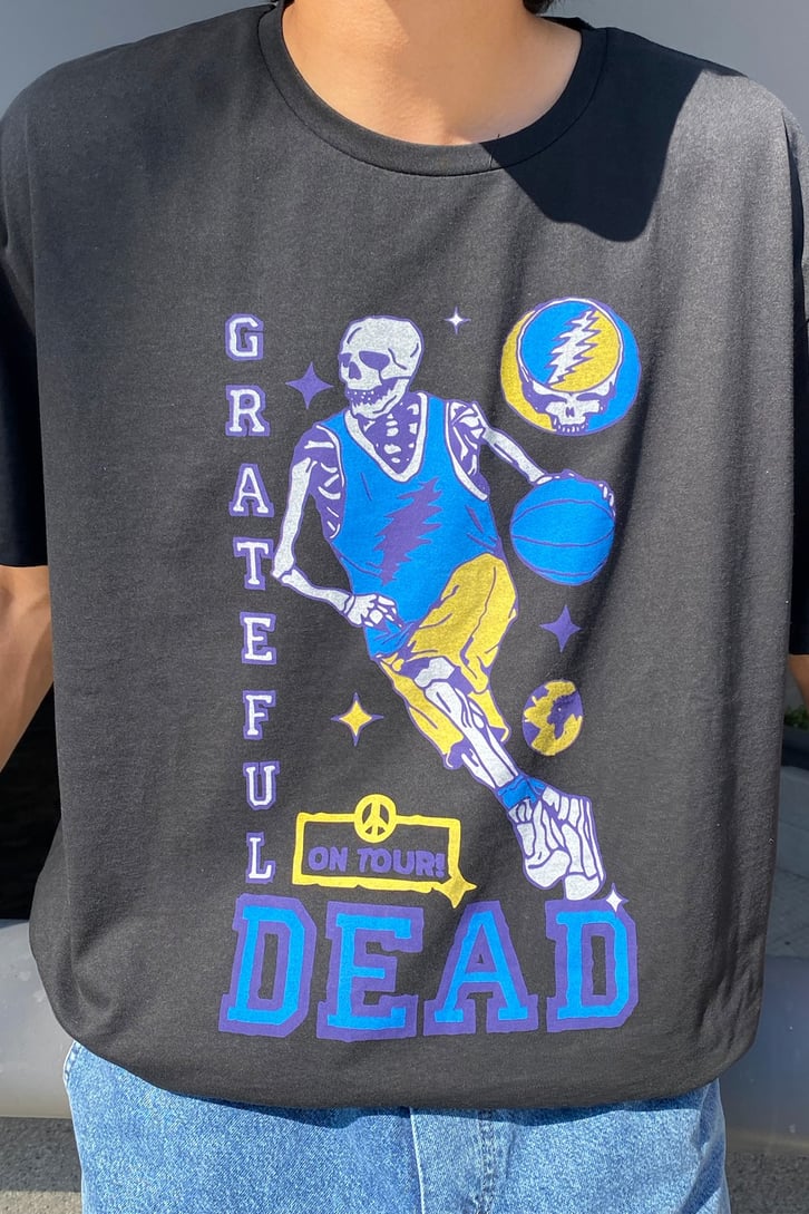 Dead Skeleton Baskılı Siyah Oversize Tshirt