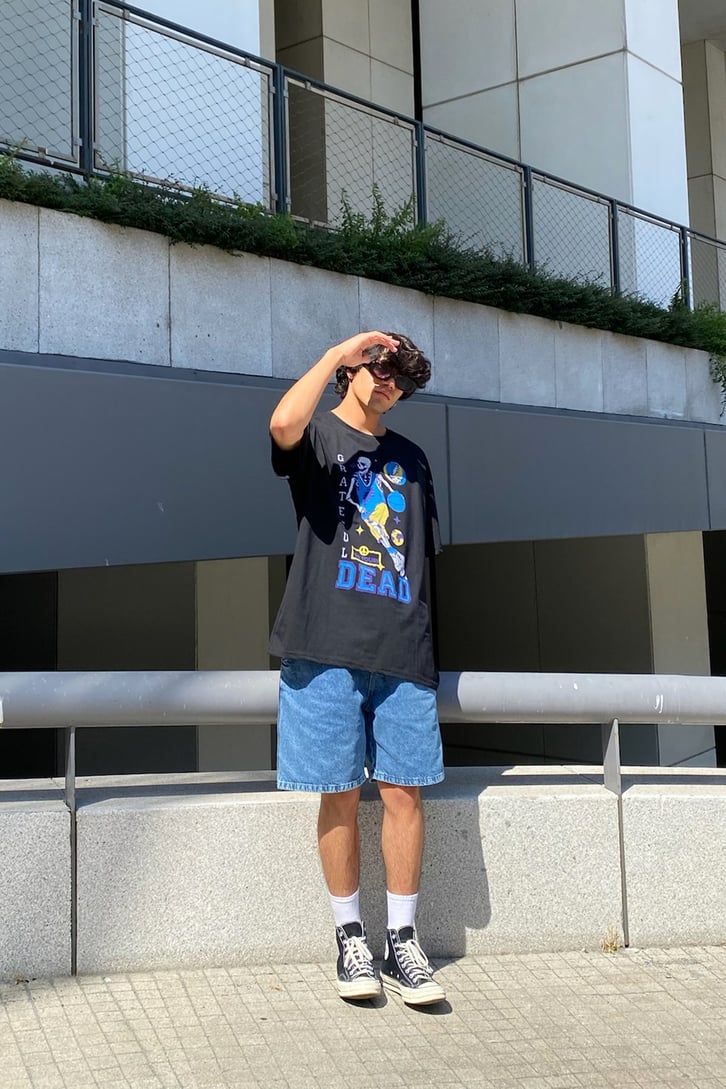 Dead Skeleton Baskılı Siyah Oversize Tshirt