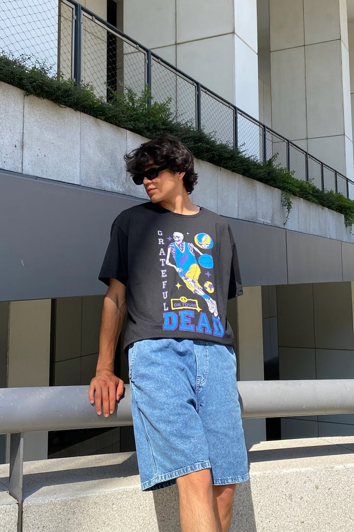 Dead Skeleton Baskılı Siyah Oversize Tshirt