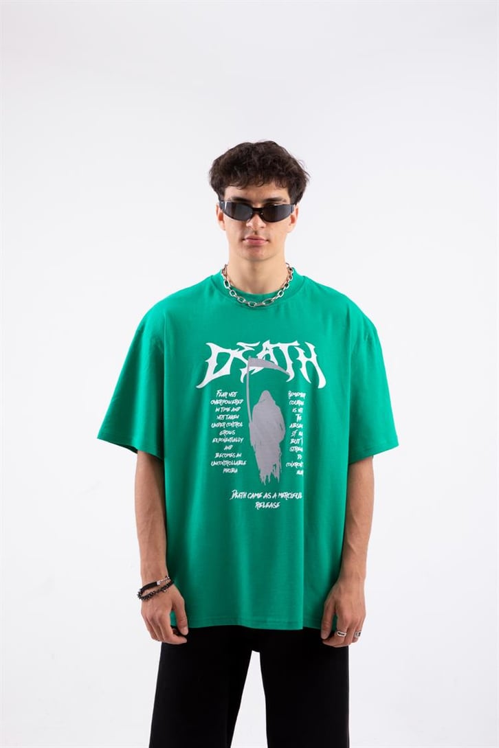 Death Baskılı Oversize Tshirt