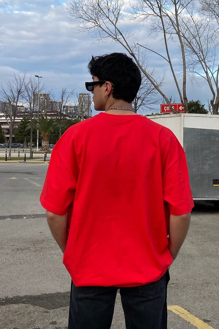 Death Eater Printed Oversize Kırmızı Tshirt