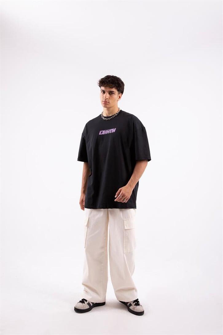 Death Effect Baskılı Siyah Oversize Tshirt