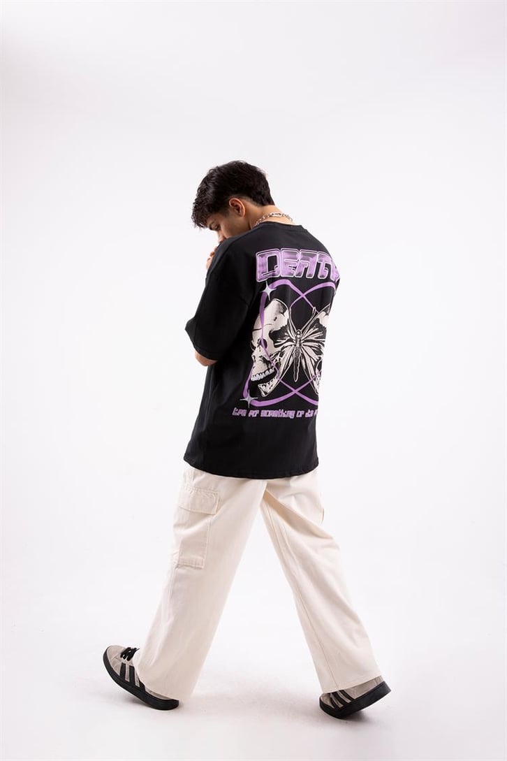 Death Effect Baskılı Siyah Oversize Tshirt