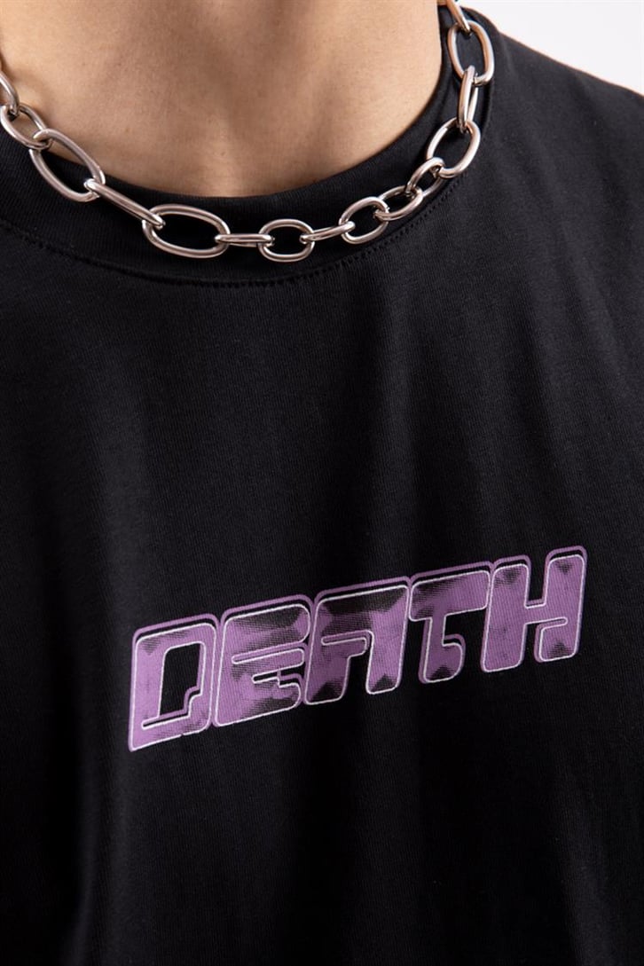 Death Effect Baskılı Siyah Oversize Tshirt