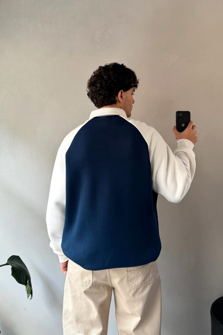 Dedoos Studio Nakışlı Polo Yaka  Sweatshirt