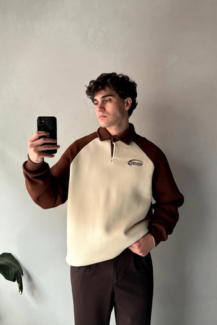 Dedoos Studio Nakışlı Polo Yaka  Sweatshirt