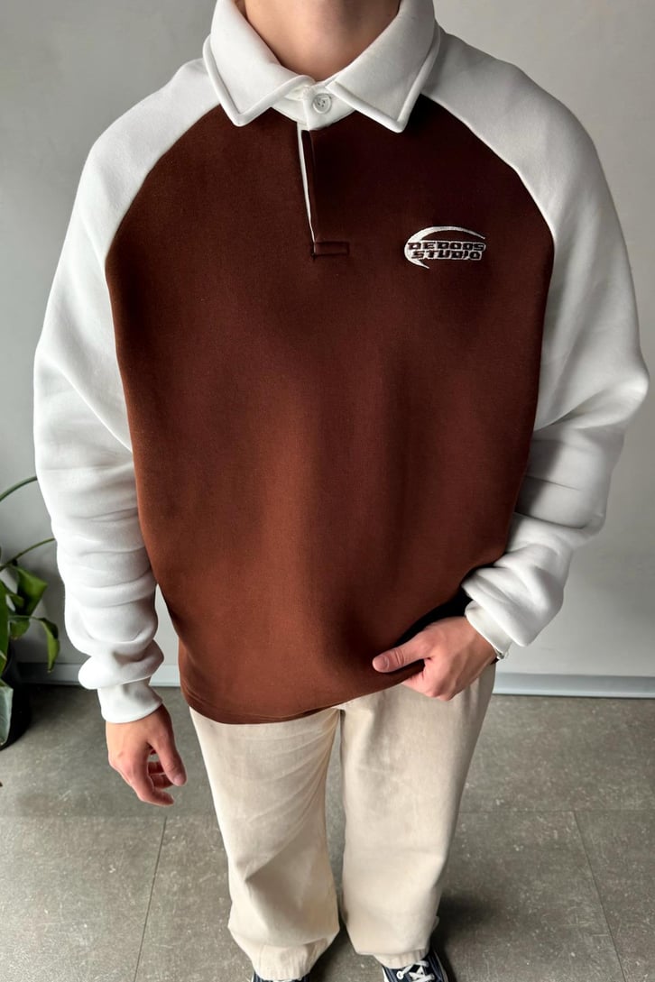 Dedoos Studio Nakışlı Polo Yaka  Sweatshirt